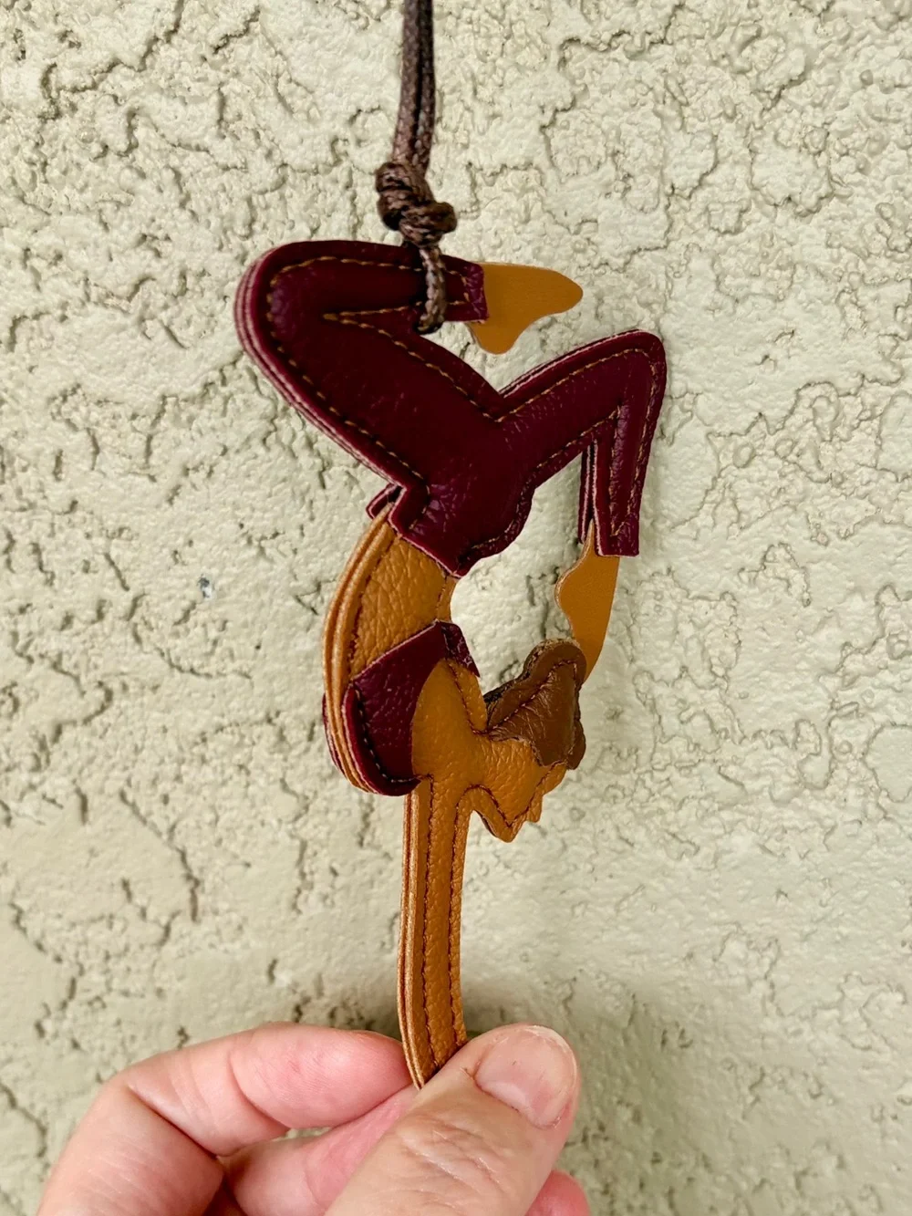 Vegan Leather Acrobat/Yoga Bag Charm in Plum and Tan